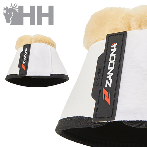 Campana branca para cavalo com interior dourado felpudo e etiqueta ZANDONA