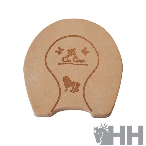 Sola de couro natural com estampagem castanha e logo HH