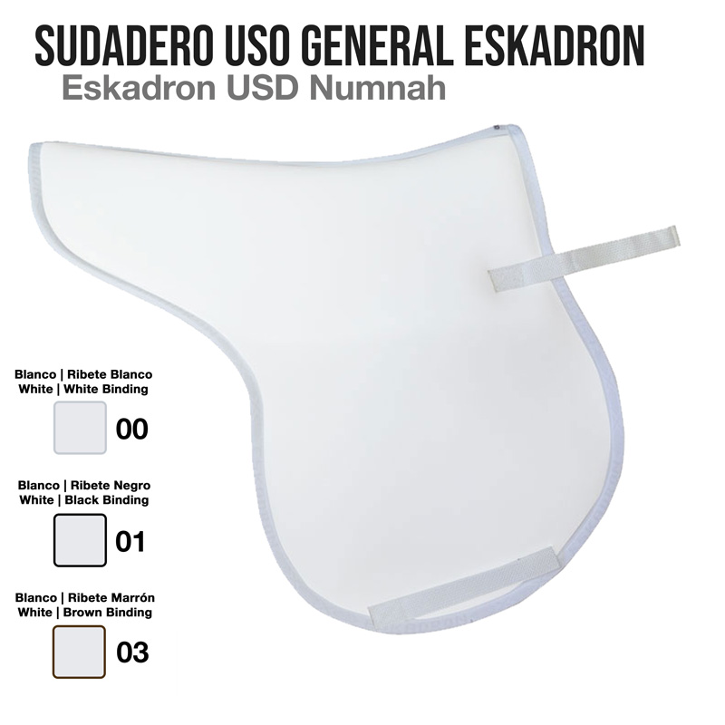 Sudadera branca Eskadron USD Numnah com ribetes em branco, preto ou castanho, fundo branco