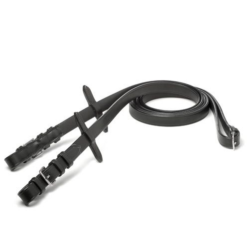 Rédeas pretas em couro com fivelas prateadas