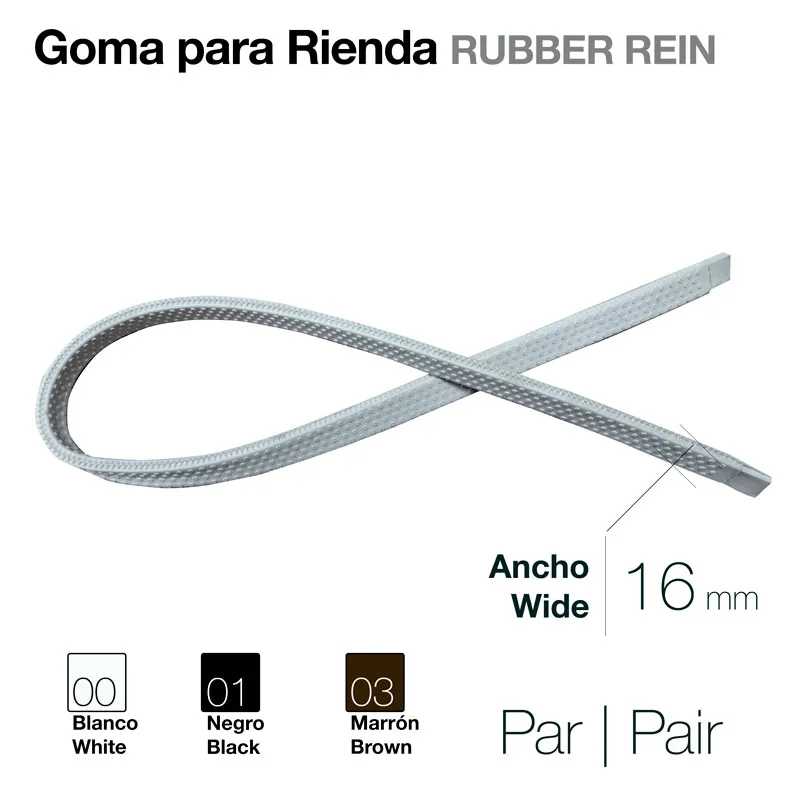 Goma para rienda de borracha, largura 16 mm, disponível em branco, negro e marrón