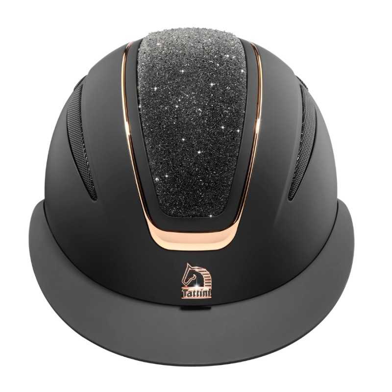 Capacete de equitação preto com detalhe brilhante e logotipo Tattini