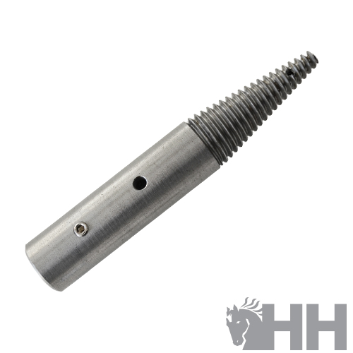 Para-choques metálico com rosca sobre fundo branco e logótipo HH