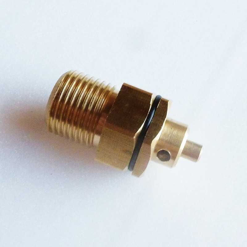 Peça metálica dourada com rosca e anel de vedação