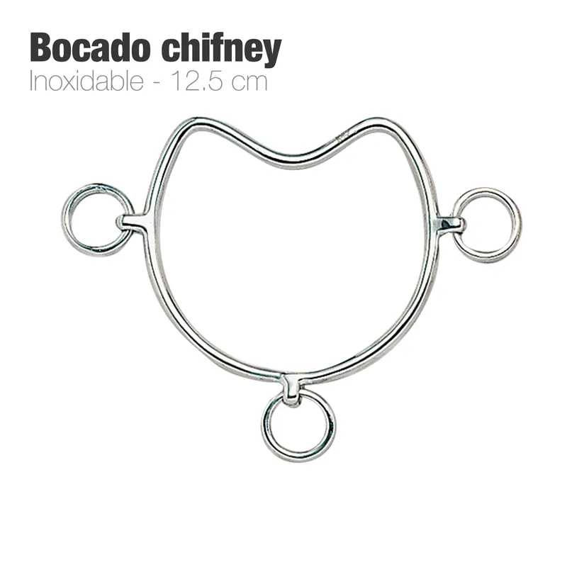 bocado chifney inoxidável 12,5 cm com três argolas