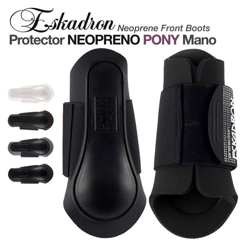 Botas frontais de proteção Eskadron em neoprene pretas com protetores brancos e pretos