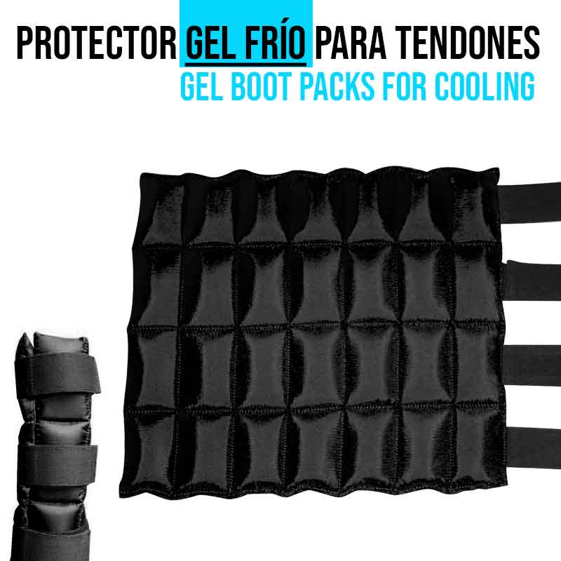 Protetor de gel frio preto para tendões com tiras de velcro
