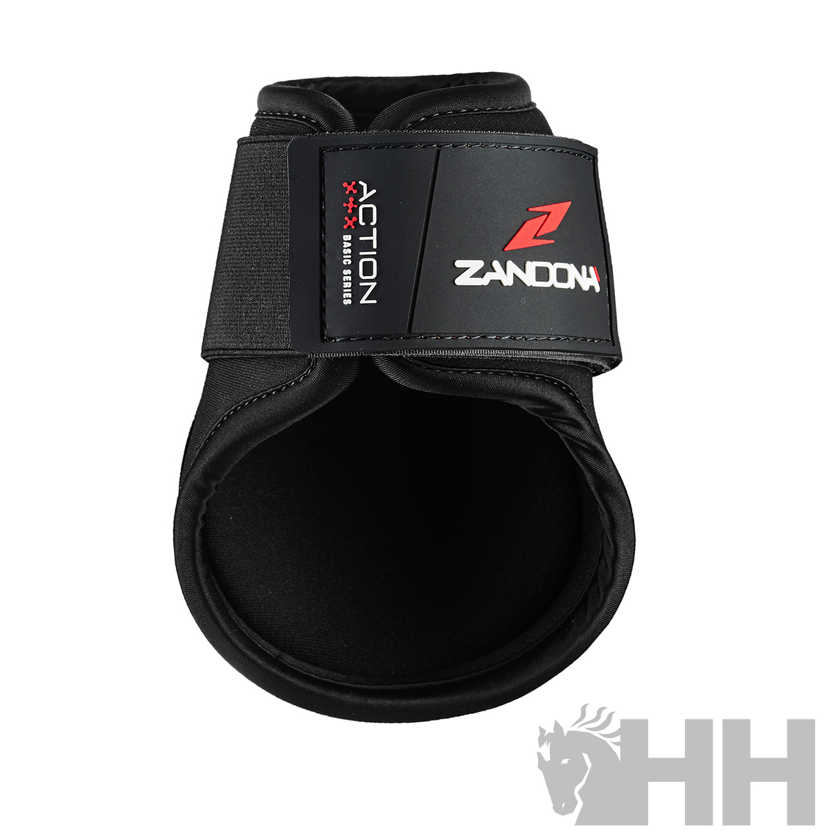 Proteção preta para canela e pé com velcro e marcas ZANDONA e X'CTION