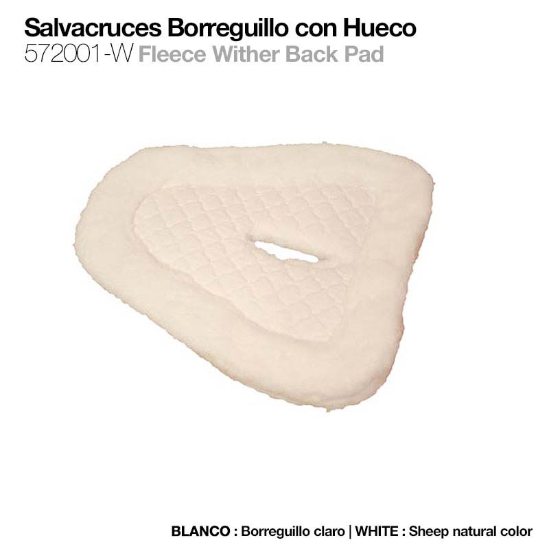 Salvacruces Borreguillo branco com furo central em formato de coração.
