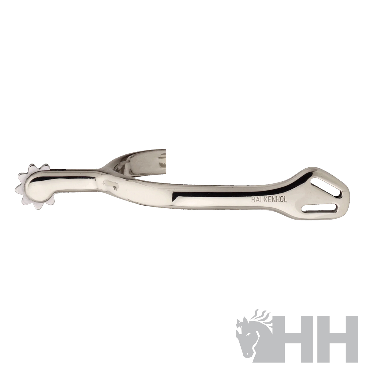 Espora metálica prateada BALKSENHOL com roda dentada de 12 pontas e acabamento brilhante