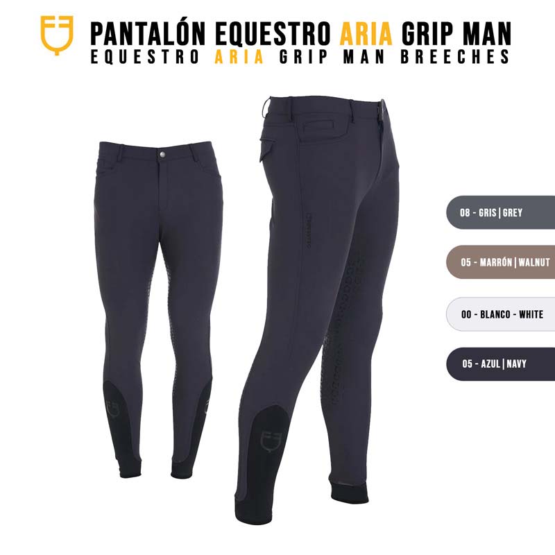Calças de equitação masculinas PANTALÓN EQUESTRO ARIA GRIP MAN em quatro cores