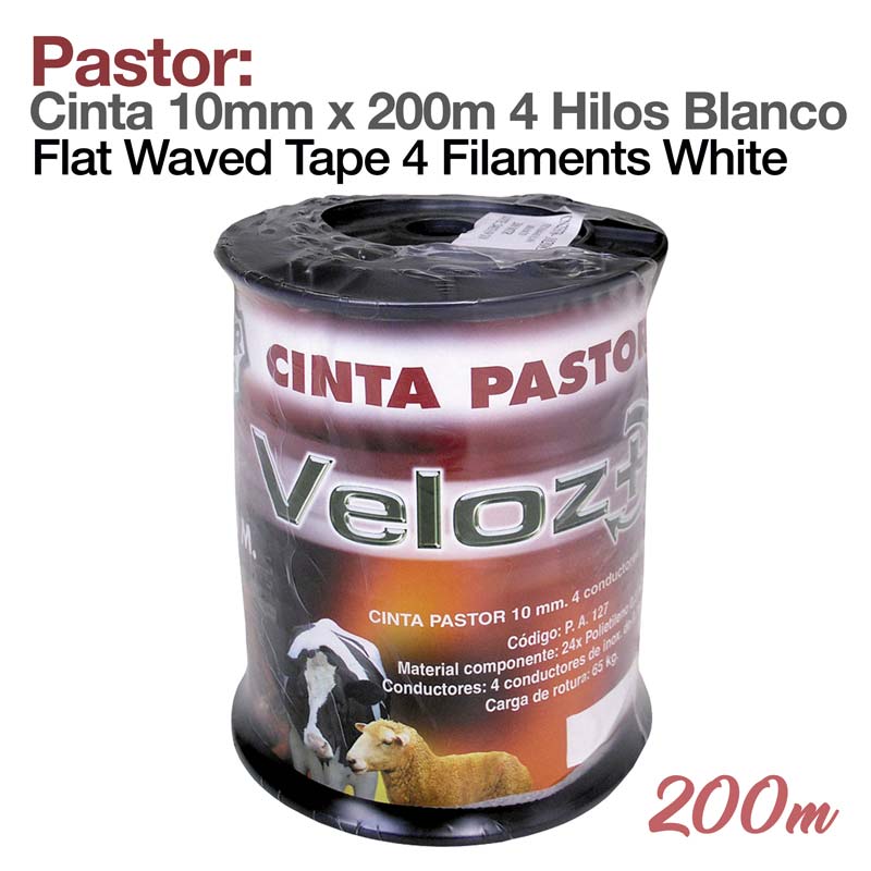 Carretel de cinta para pastor elétrico branco com 4 condutores