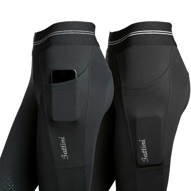 Leggings pretas com bolso lateral e cós elástico