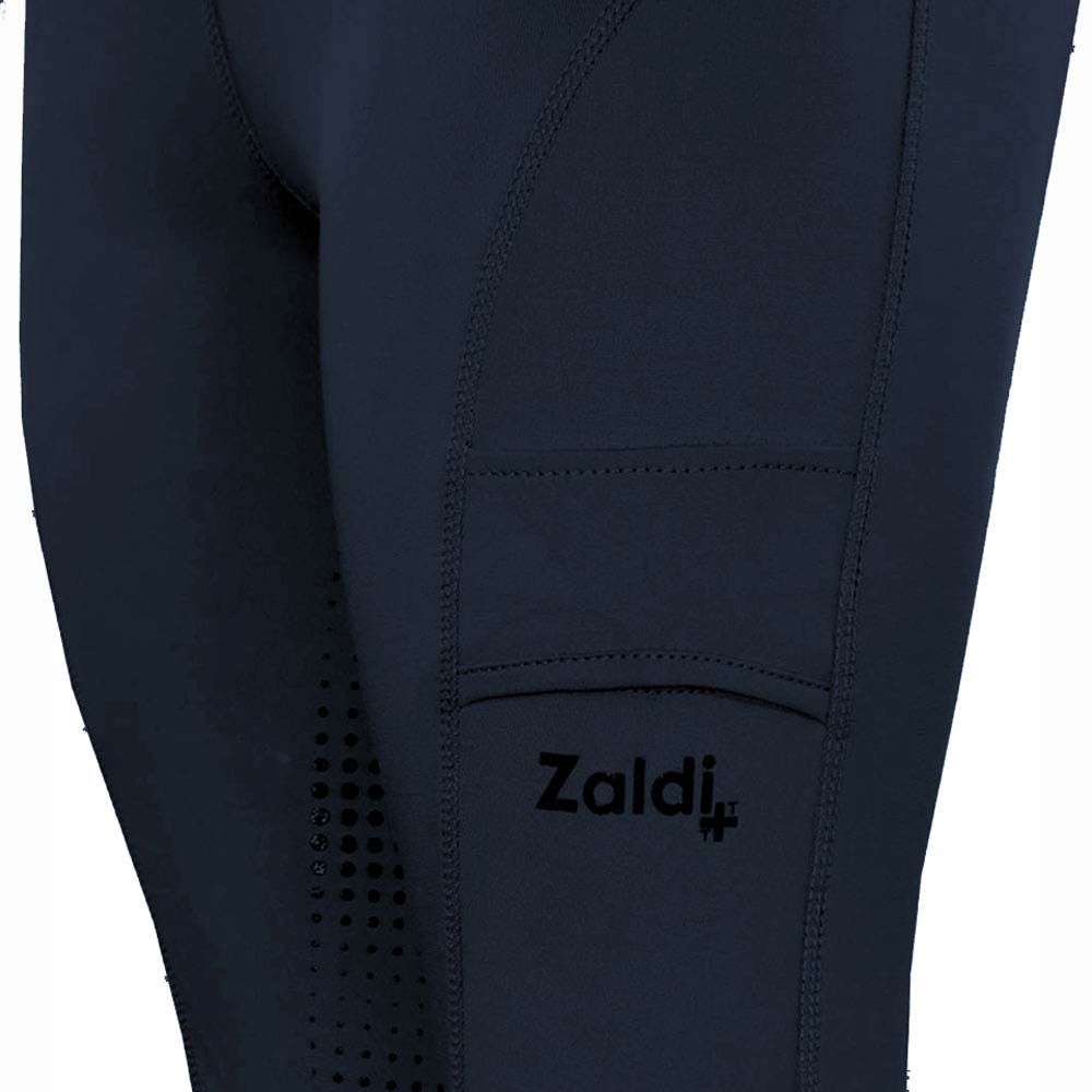 Leggings pretas com logo Zaldi e perfurações para ventilação numa perna