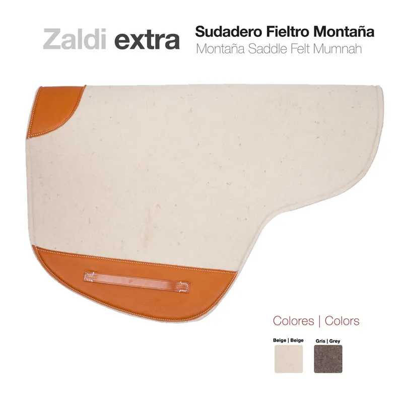 Sudadero Fieltro Montaña bege com acabamento castanho Zaldi extra em fundo branco