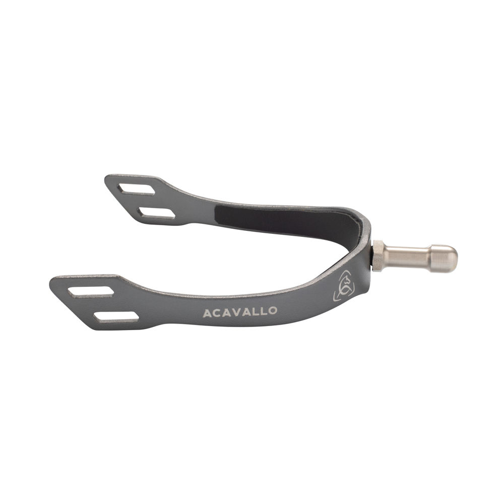 Espera para cavalo em metal cinza com tampa preta e marca ACAVALLO