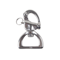 Chaveiro metálico prateado com fecho e argola