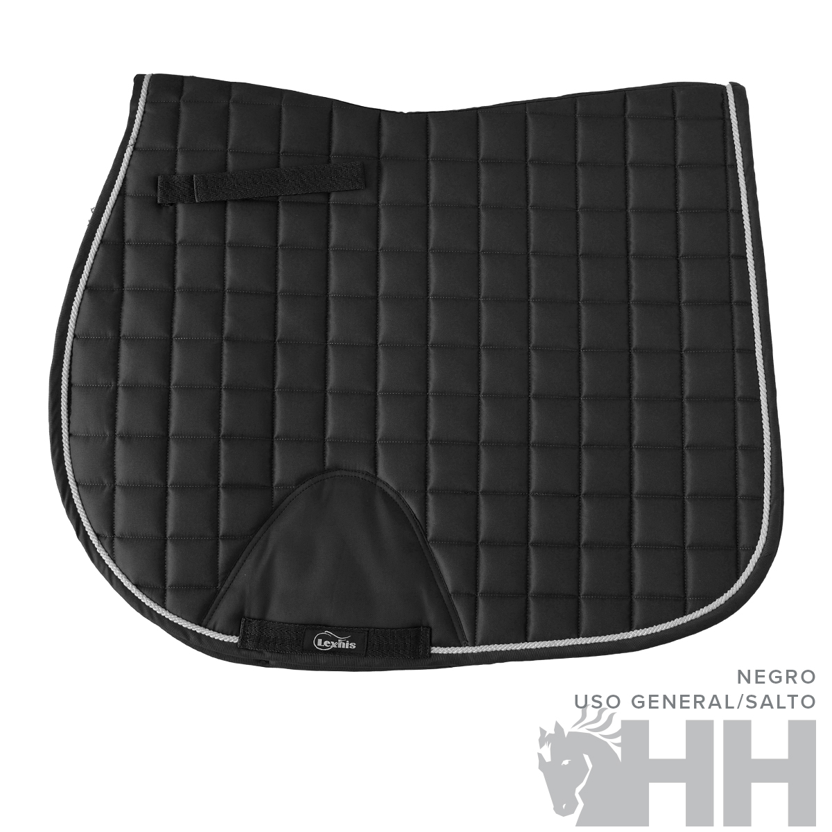 Sapata de sela preta acolchoada com bordas cinza