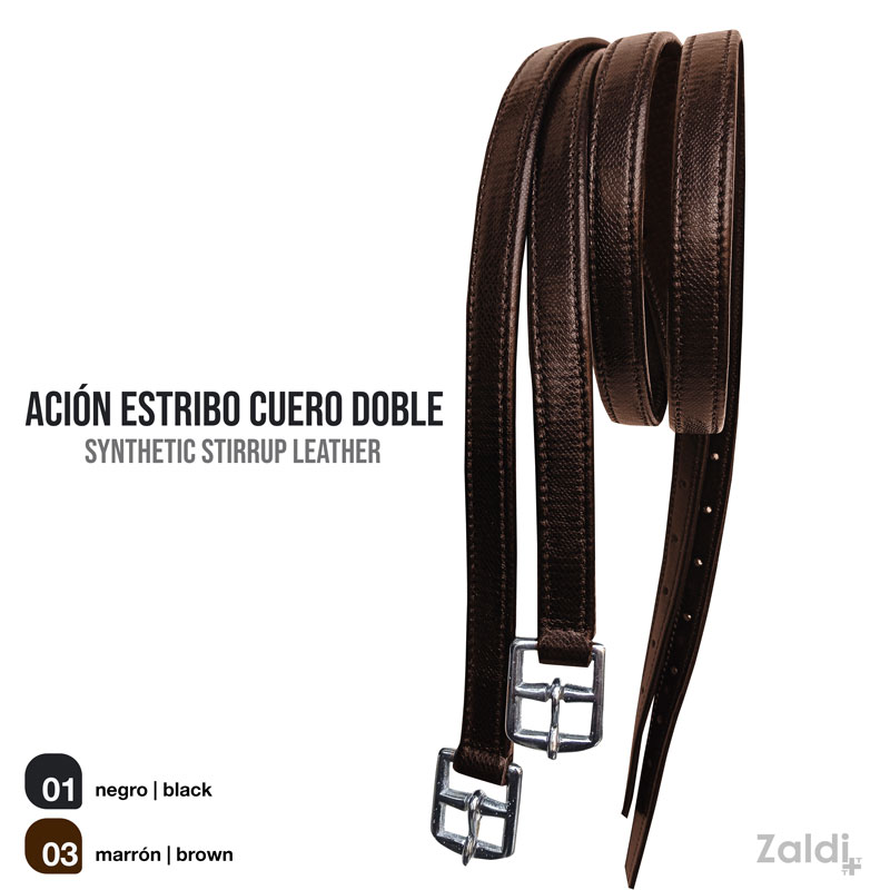Cintos de estribo sintético couro preto e castanho com fivelas metálicas