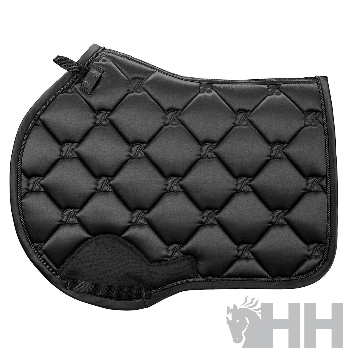 Tampo de sela para cavalo preto com padrão acolchoado em losangos