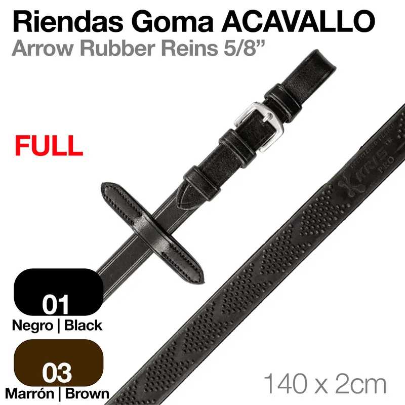 Rendas de borracha pretas e castanhas para cavalo ACAVALLO, 140x2cm