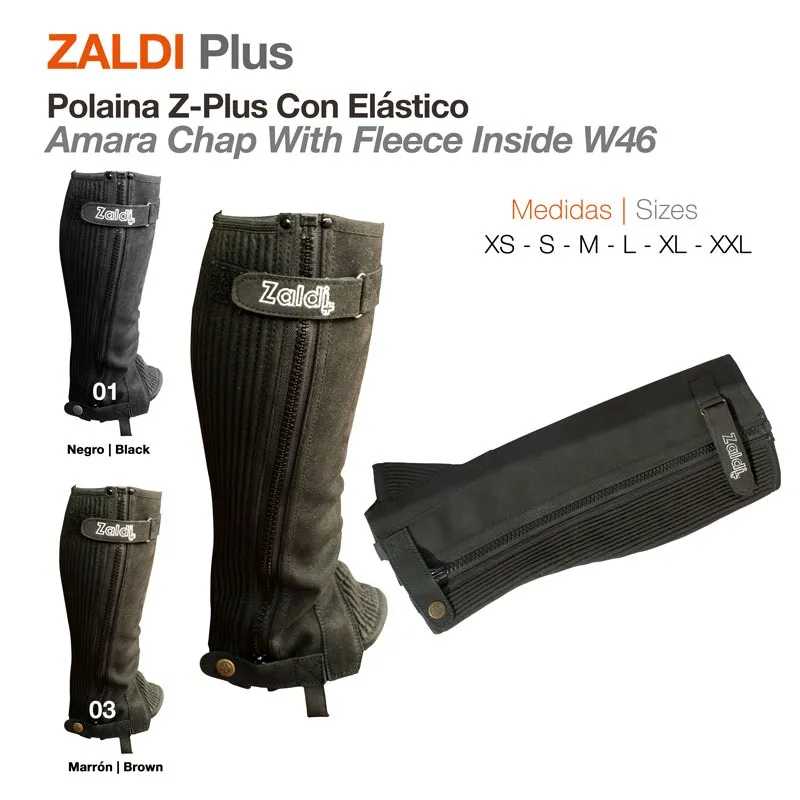 Polainas Zaldi Plus Z-Plus preto e castanho com elástico e interior em fleece