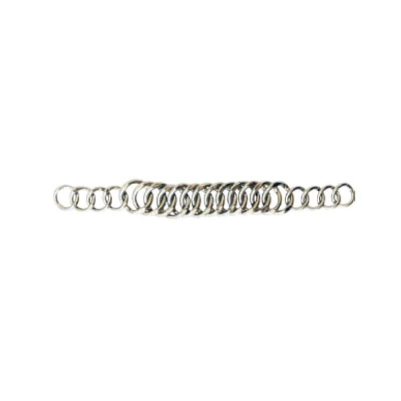 Pulseira de anéis metálicos prateados entrelaçados