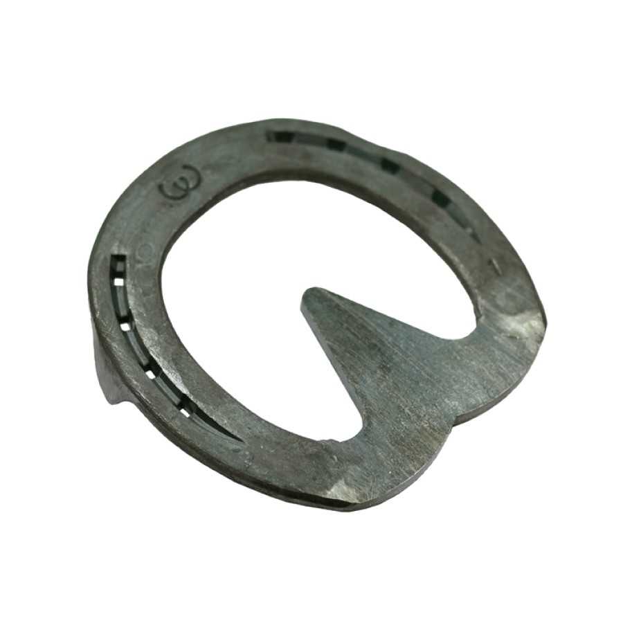 Anilha metálica circular cinza escuro com abertura triangular