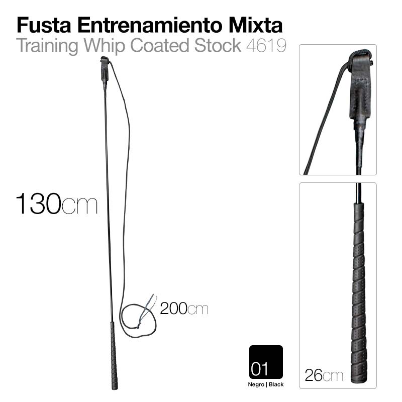 Fusta de treino mista preta com pega e corda