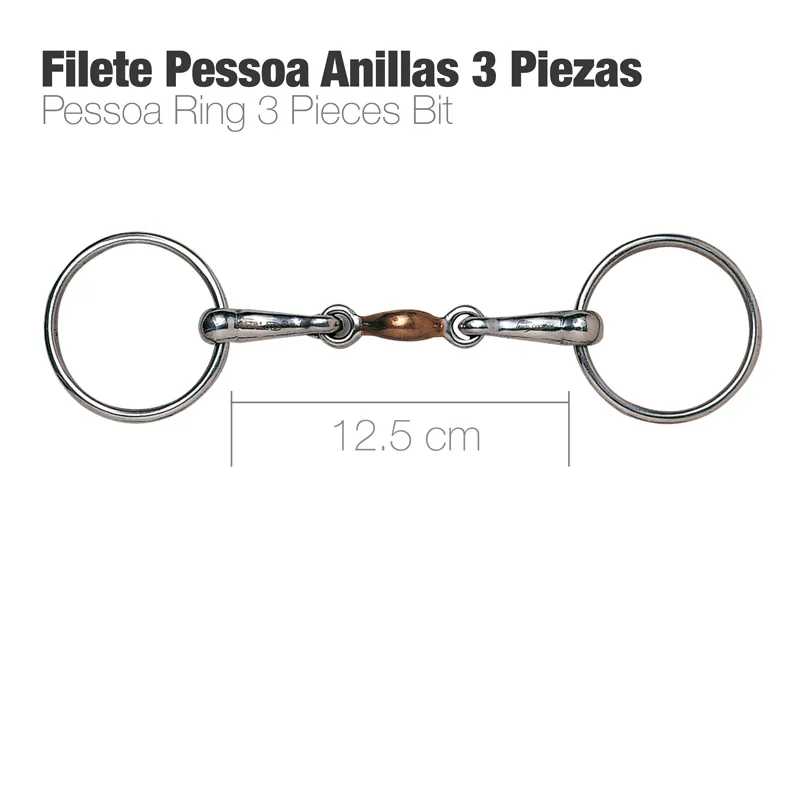 Freio pessoa 3 peças metálico com anilhas, 12,5 cm, fundo branco