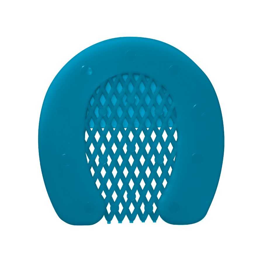 Escorredor de silicone azul para ovos com rede no centro
