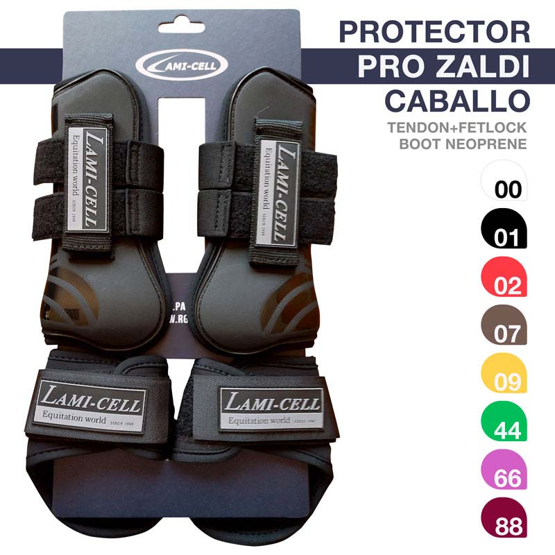 Protetores pretos Pro Zaldi para cavalo em neoprene com fixação em velcro
