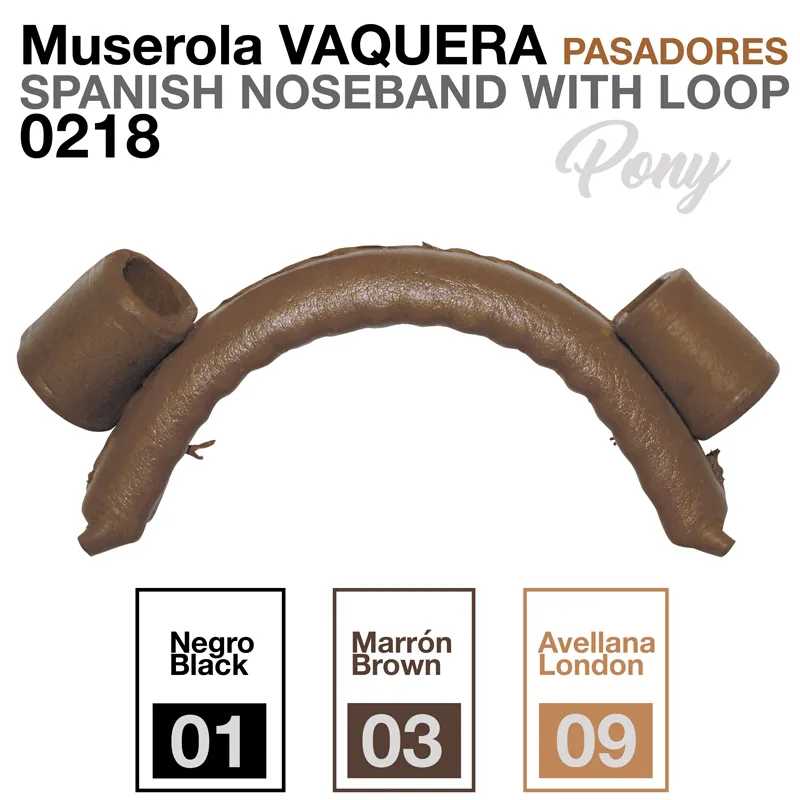 Muserola vaquera espanhola PASADORES castanha com loop modelo 0218