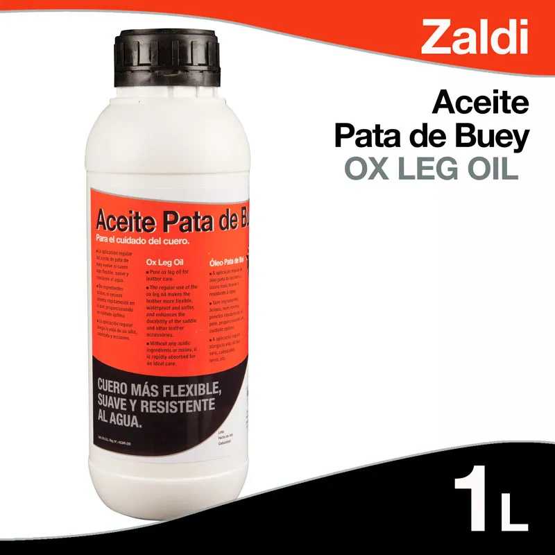 Frasco branco 1L Zaldi Aceite Pata de Buey para couro