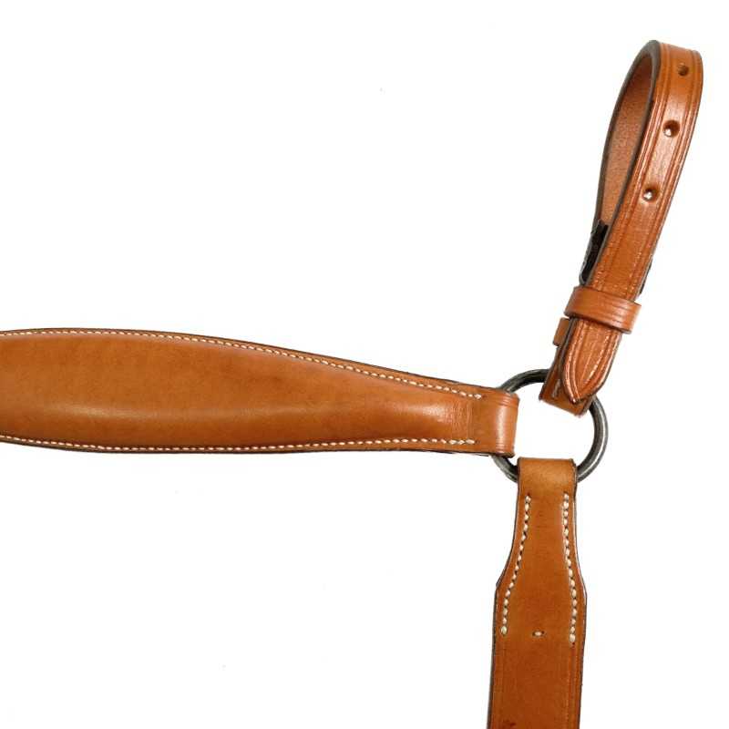 Correia de couro castanho com anel metálico e fivela