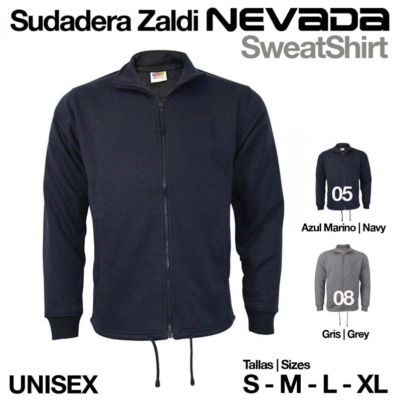 Sudadera Zaldi Nevada SweatShirt azul marinho e cinza com fecho e cordão