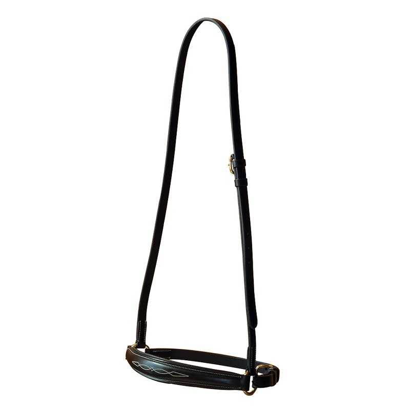 Correia preta de couro com almofada acolchoada e fivela dourada