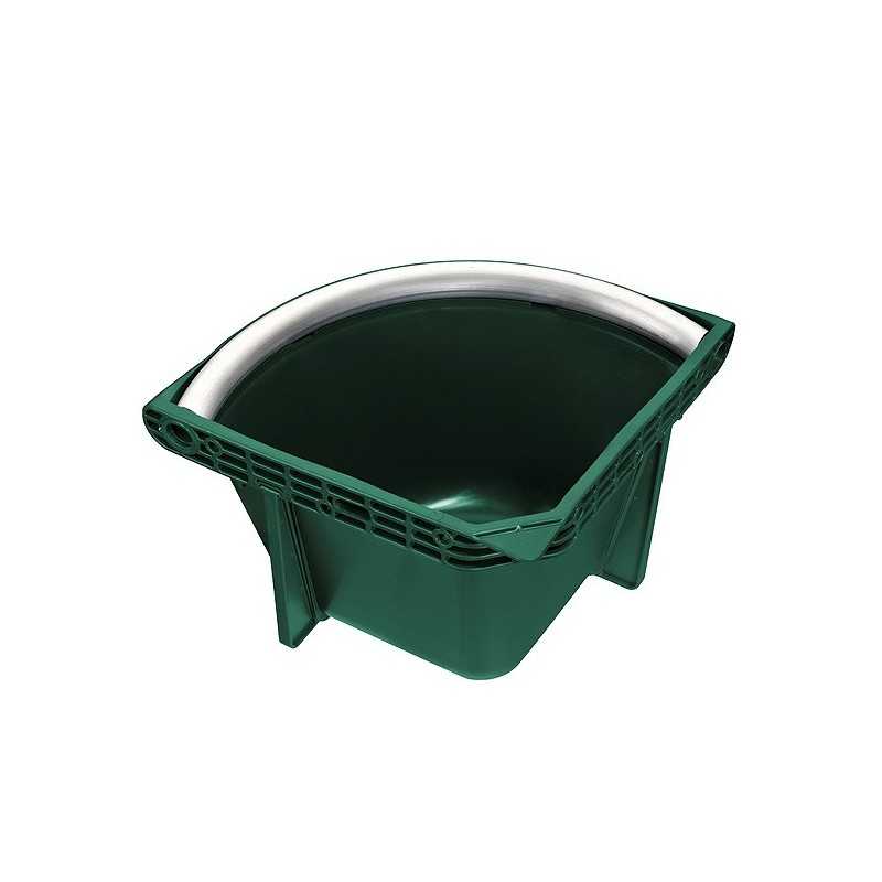 Contentor para canto verde escuro em plástico com barra metálica
