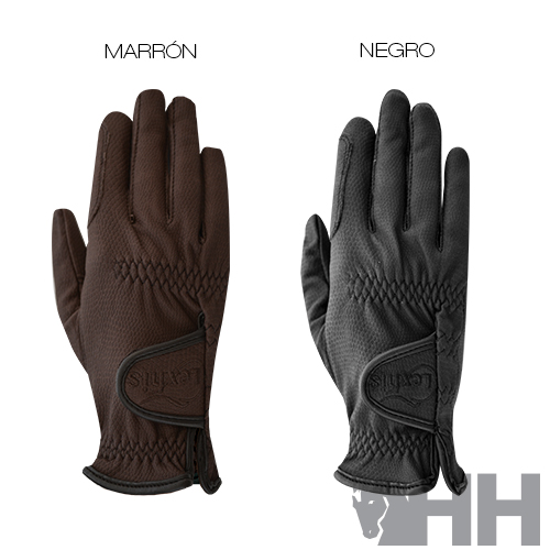 Dois pares de luvas de pele castanha e preta com velcro, fundo branco