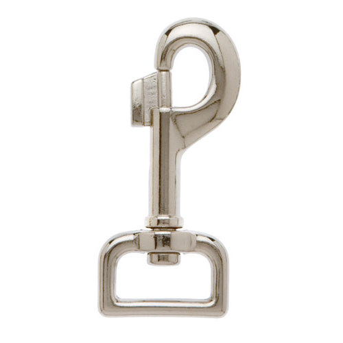 Mosquetão metálico prateado com mola para fixação