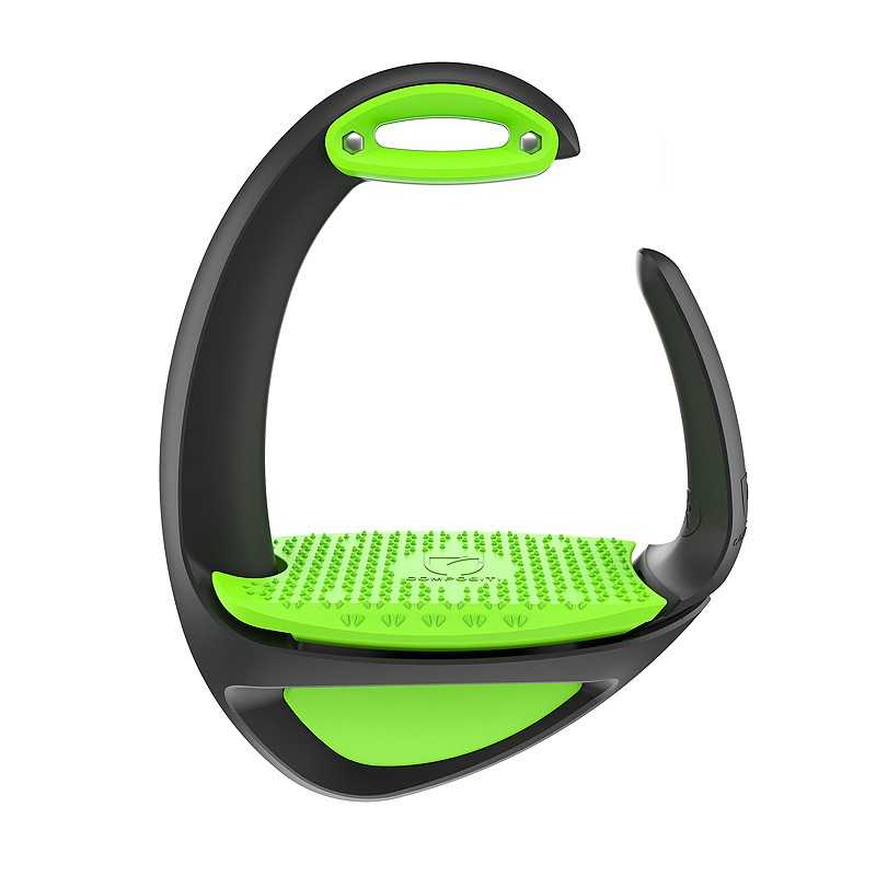 Estribo de montar preto e verde com textura antiderrapante