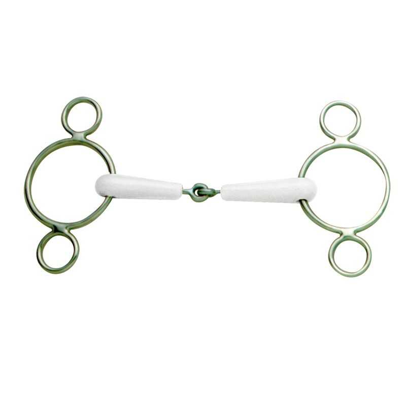 Freio para cavalo em metal com bocal branco