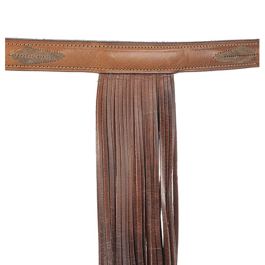 Cinto de couro castanho com franjas longas