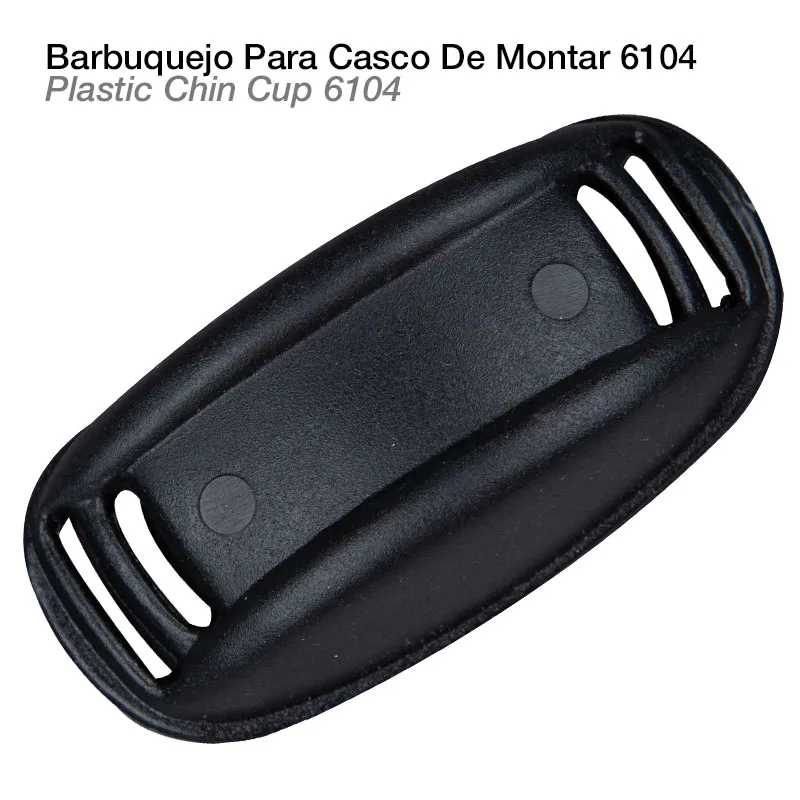 Barbuquejo para capacete preto em plástico com aberturas para ajuste