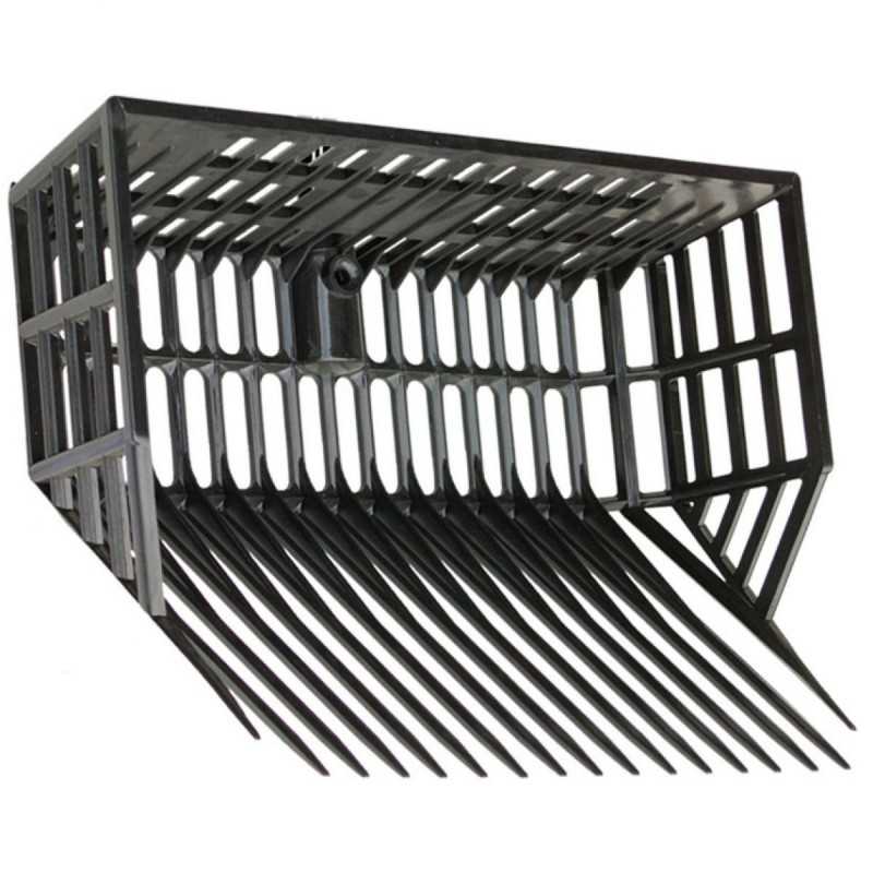 Caixa ou cesta plástica preta com barras e garras longas