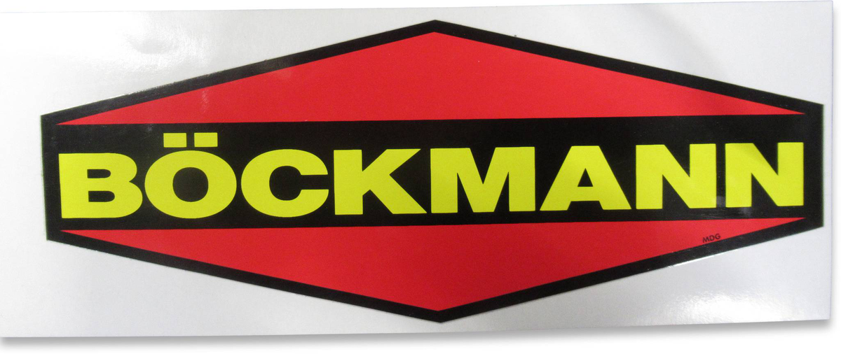 Etiqueta ou autocolante BÖCKMANN em amarelo, vermelho e preto
