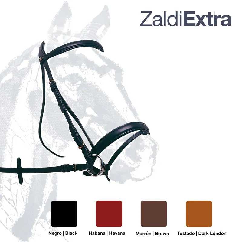 Rédea de couro para cavalo com opções de cores e texto ZaldiExtra
