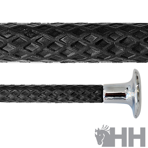 rédea preta com textura diamond e extremidade metálica prateada com logótipo HH