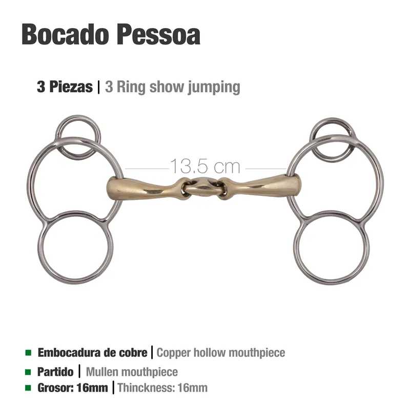 Conjunto de 3 peças para boca Pessoa de 13,5 cm com embocadura de cobre e 3 anéis