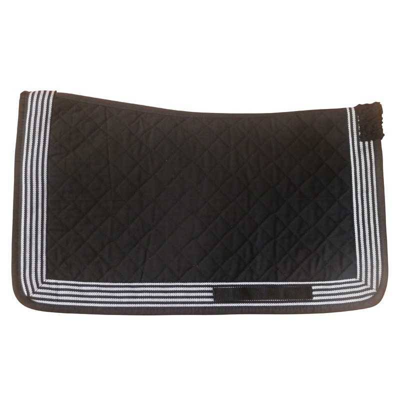 Tapis de selle noir avec quilting en losange et bordure rayée